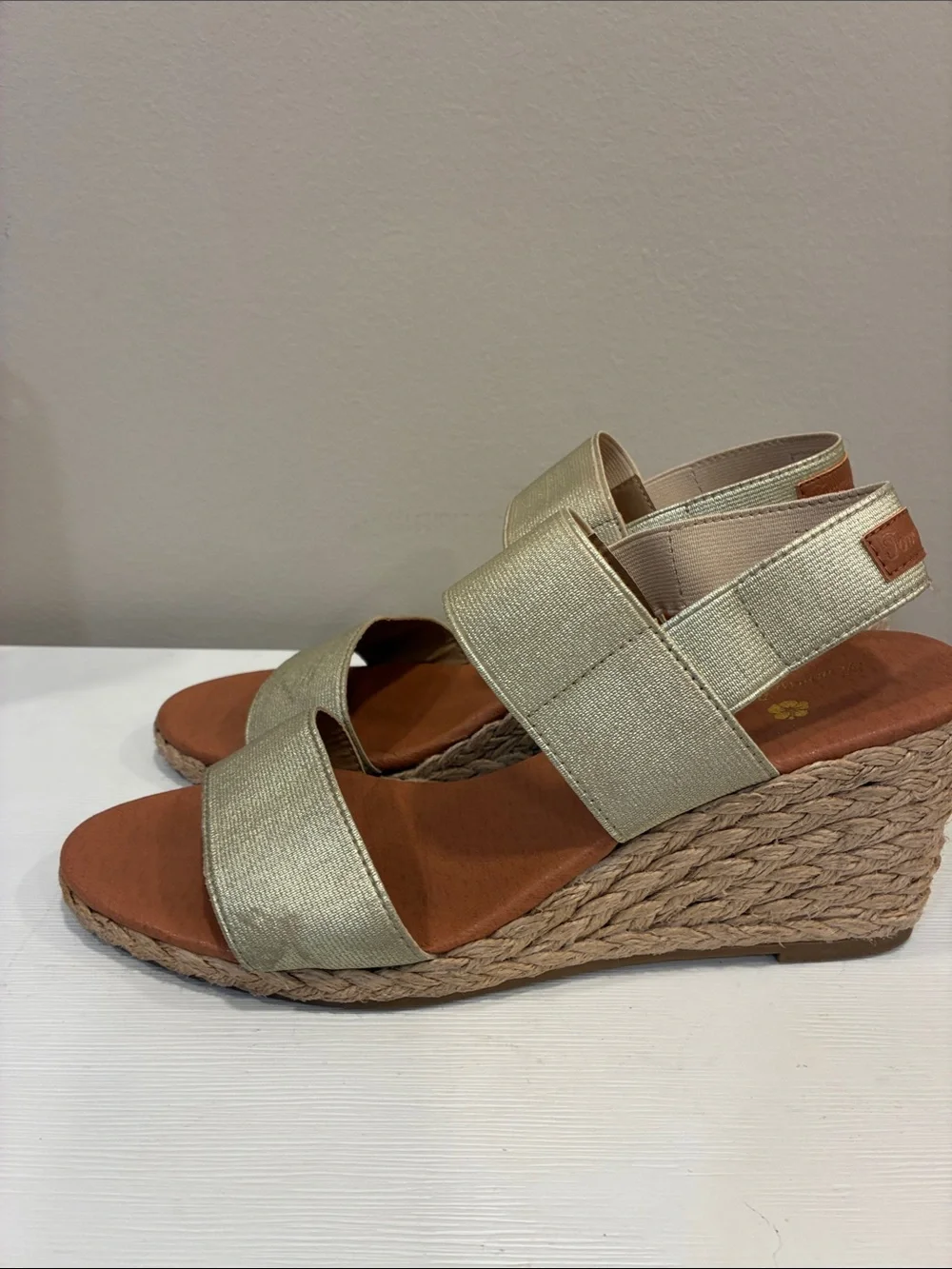 Tommy Bahama Gold Espadrille Wedge Sandals - Women's Summer Slip-On